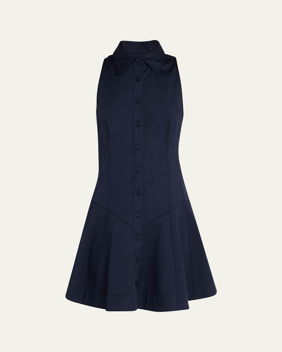 Poppy Sleeveless Flared Mini Poplin Shirtdress